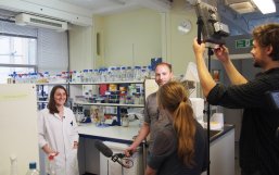 Filming with Marilise at RHUL labs