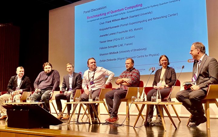 Special session on 'Benchmarking of Quantum Computing' with Zoltán Zimborás (OpenSuperQPlus), Shannon Whitlock (EuRyQa), Yasser Omar (EQTC host, EuRyQa) and Frank Wilhelm-Mauch (OpenSuperQPlus coordinator) Special session on 'Benchmarking of Quantum Computing' with Zoltán Zimborás (OpenSuperQPlus), Shannon Whitlock (EuRyQa), Yasser Omar (EQTC host, EuRyQa) and Frank Wilhelm-Mauch (OpenSuperQPlus coordinator)